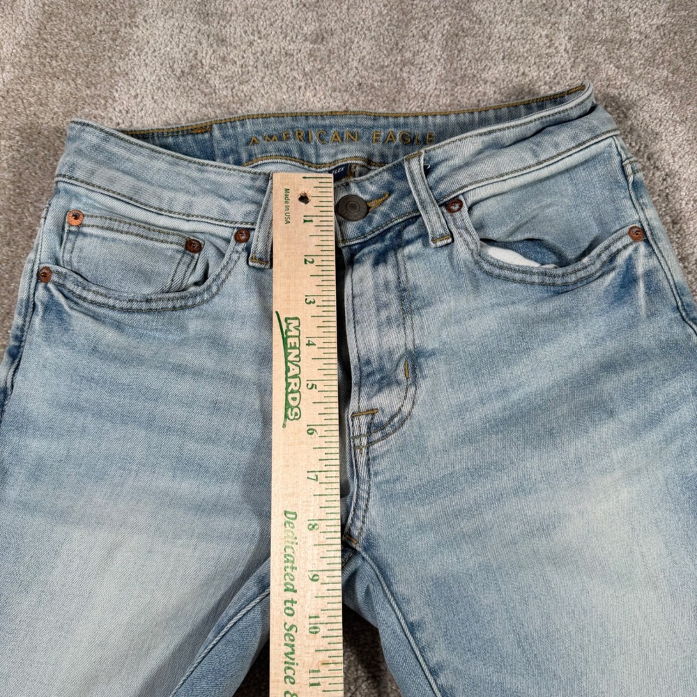 American Eagle Slim Straight Jeans Mens 28x28 (FITS 28x27) Light Wash Flex READ - Picture 10 of 12